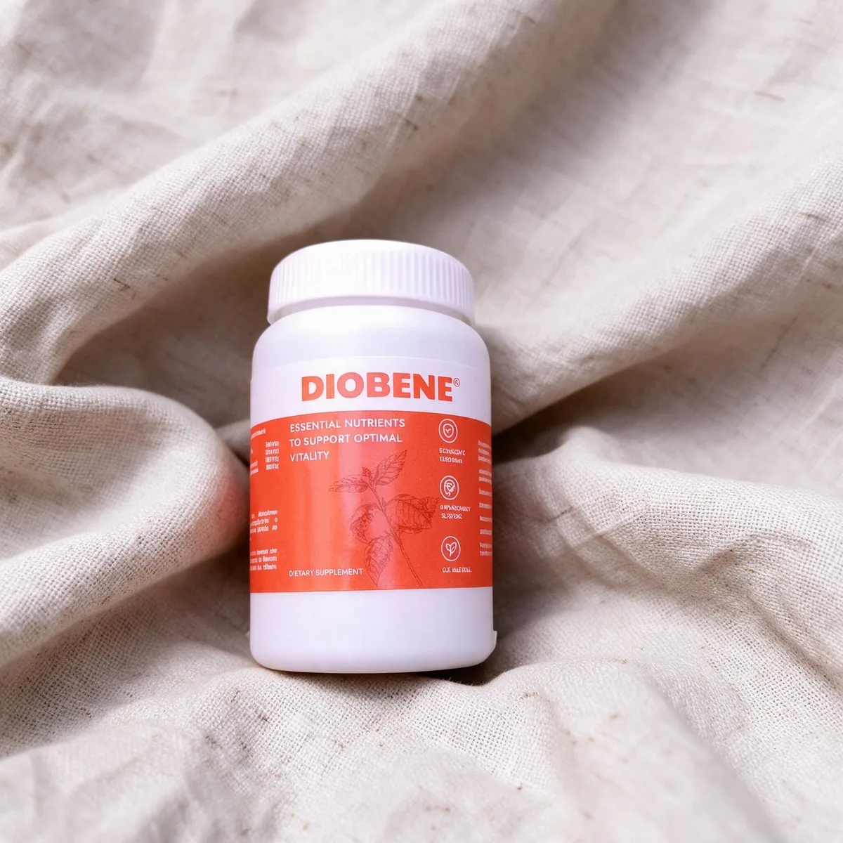 Diobene cápsulas sobre lino natural destacando su origen fitoterapéutico